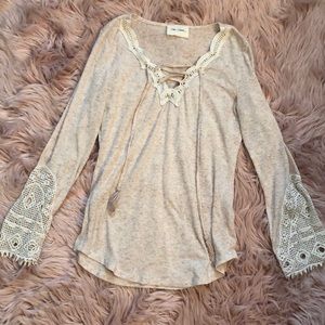 The Cove V Neck Tie Blouse